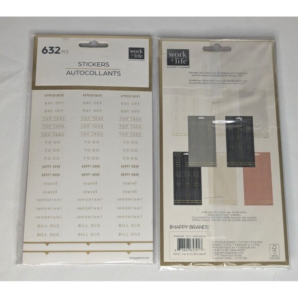 Happy Planner Stickers - Work + Life Balance, 632 Pieces, Neutral - Picture 3 of 3